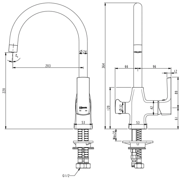 Смеситель для кухни Lemark Ursus с подключением к фильтру (LM7261BLR)